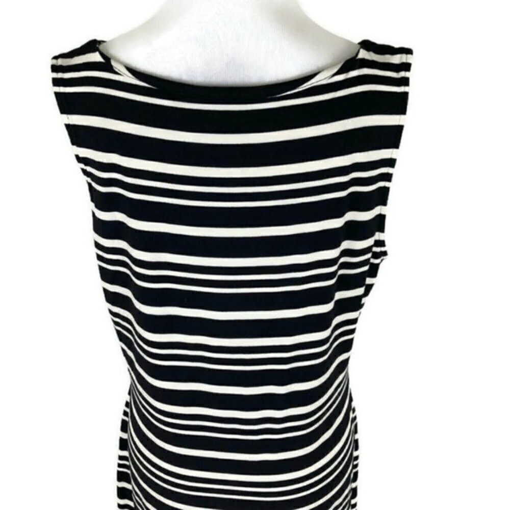 Cremieux Midi Sheath Dress Striped Size Large Nautical Theme - Picture 6 of 7